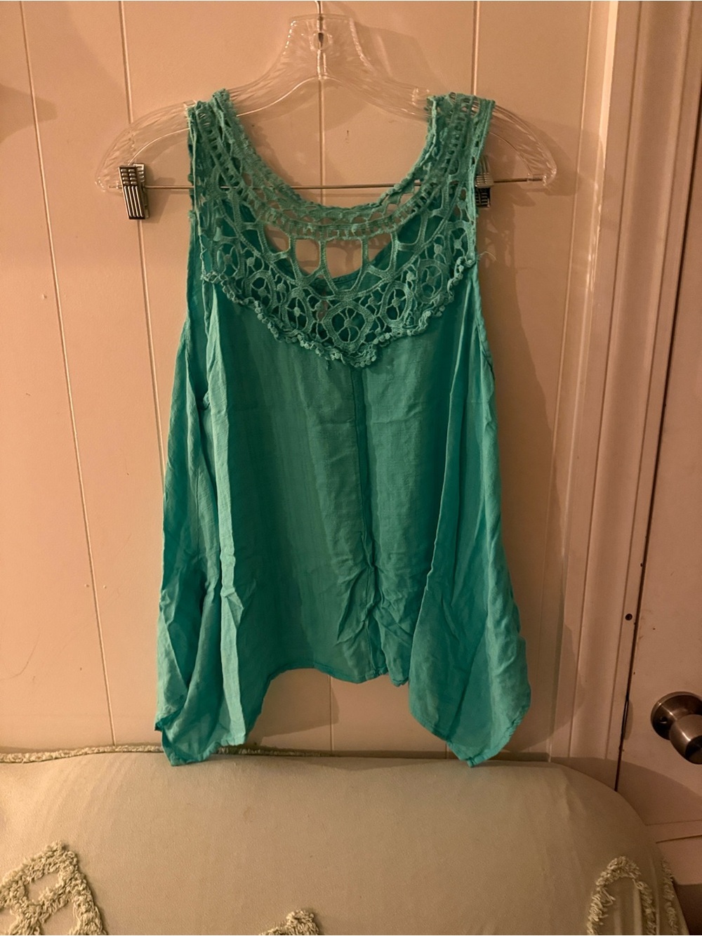 Maurices Crochet Yoke Tank Top - Aqua